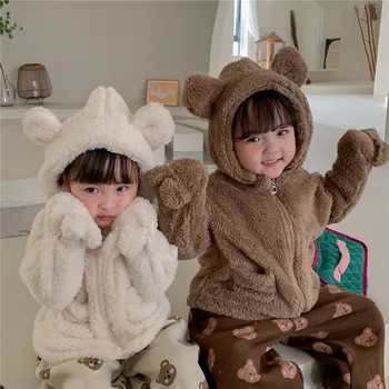 Çocuklar Kışlık Mont Çocuk Giyim Erkek Sıcak Polar Ceket Bebek Kız Kapşonlu Ceketler Sonbahar Bahar Çocuk Giyim