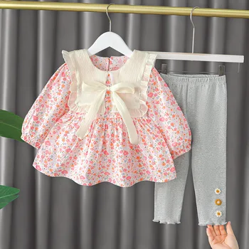 Yenidoğan Bebek Kız Giysileri Setleri Bahar Rahat Baskı T Shirt Pantolon 2 Adet Bebek Giyim Takım Elbise Yürümeye Başlayan Kıyafet Çocuklar Kostüm