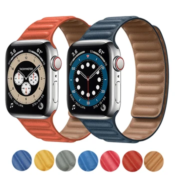 Orijinal Deri Bağlantı Bilezik apple saat bandı Serisi 6 SE 44mm 40 38mm 42mm watchband Manyetik Döngü bilezik iWatch 5 4 3