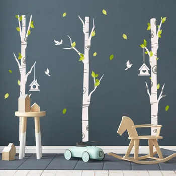 Ağaç duvar çıkartmaları Çocuklar Çocuklar için Bebek Odaları Kuşlar Dekoratif Vinil çıkartma Duvar Dekorasyonu