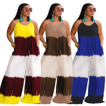 2022 Moda Kadın Yaz Boho Çiçek Kız Gevşek Katı Tulum Pantolon Bayanlar Genel Pantolon Rahat Playsuits Artı Boyutu 5XL