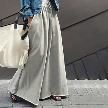 Kadın Geniş Bacak pantolon Katı Moda Gevşek pamuklu pantolon Kadın Rahat Çalışma Uzun Pantolon Pantalon Palazzo Kadın Şalgam