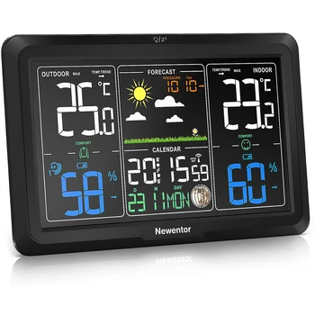 Newentor Q7 Kablosuz Dijital Hava İstasyonu İle 7 İnç Ekran sıcaklık nem monitörü Tahmini Saatler Takvimler