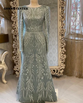 Dubai Lüks Müslüman Abiye Zarif Elbise Düğün Parti İçin Uzun Kollu Akşam Önlük Dubai Türkiye vestidos de fista