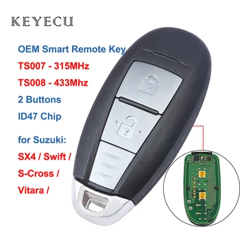 Keyecu OEM Akıllı Uzaktan Araba Anahtarı Fob-TS007 315 MHz, TS008 433 MHz - 2 Düğmeler ile ID47 Çip Suzuki SWİFT için SX4 VİTARA 2010-2015