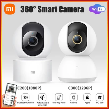 Xiaomi Mi 360 ° Akıllı Kamera C200/ C300 WiFi Gece Görüş Bebek Güvenlik Monitörü Webcam IP Kameralar 2K 1080 AI insan Alexa İle Çalışmak