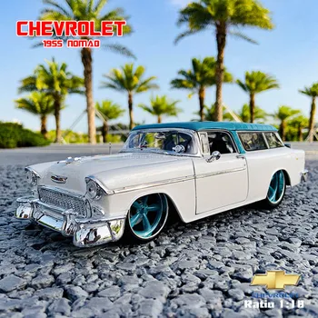 Maisto 1: 18 1955 Chevrolet NOMAD vintage klasik araba Alaşım Retro Araba Modeli Klasik Araba Modeli Araba Dekorasyon Koleksiyonu hediye