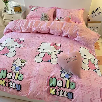 3/4 Adet Anime Hello Kitty Yumuşak pamuk yorgan Kapak Sayfası Karikatür Kawaii Çocuk Yurdu Ev yatak koruması Aksesuarları Hediye