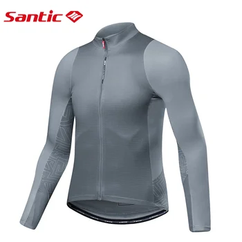Santic Bisiklet Jersey erkek Uzun Kollu Üstleri Dağ Bisikleti Gömlek Ceketler Cepler Açık Spor Giyim Asya Boyutu
