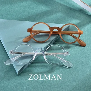 Retro Küçük Yuvarlak Gözlük Çerçeve Erkekler El Yapımı Asetat Vintage Reçete Gözlük Miyopi Kadın ZOLMAN