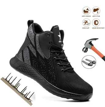 Moda güvenlik ayakkabıları erkek İş Erkekler Çelik ayakkabı burnu Yıkılmaz İş Sneakers güvenlik ayakkabıları Hafif Endüstriyel Botlar