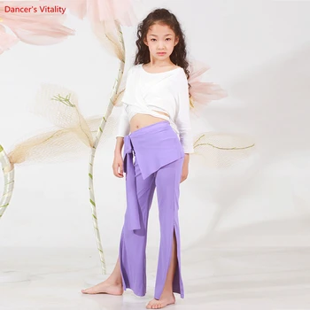 Çocuk Oryantal Dans Elbise çocuk Oryantal Dans Kostümleri Set Pamuk Oryantal Performans Giyim Üst Kalça Havlu Pantolon Kıyafet
