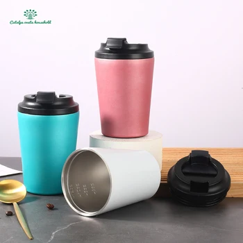 12 oz/360 ml kahve kupa taşınabilir araba beraberindeki fincan ısı yalıtım sızdırmaz su bardağı hediye fincan kahve kapaklı bardaklar