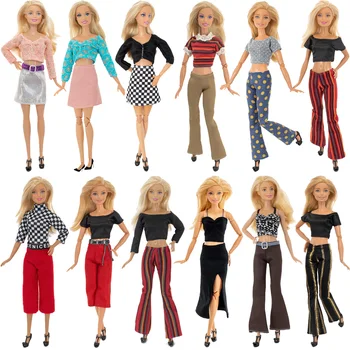 15 Türleri Moda Renkli Kıyafet Dalga Noktası Elbise Gömlek Denim ızgara Etek Günlük gündelik giyim Aksesuarları Barbie oyuncak bebek giysileri