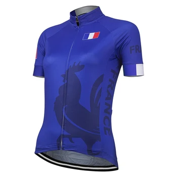 Fransa 2022 Kadın Bisiklet Jersey Bisiklet Giyim Mavi Kısa Kollu Üstleri Bisiklet Yol Dağ Yarış Yarış Giyim