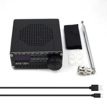 Yeni ATS-20 + Artı ATS20 V2 SI4732 Radyo Alıcısı FM AM (MW ve SW) SSB (LSB ve USB) pil + Anten + Hoparlör + Kılıf