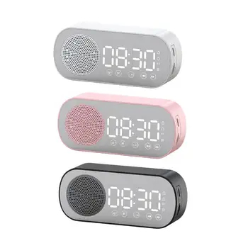 Bluetooth hoparlör çalar saat Çift Saat Ayna Yüzey FM Radyo Dijital Saat Handsfree Sessiz Yatak Odası için Seyahat Kompakt Çocuklar