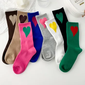 Şeker Renk Kalp Çorap Sonbahar ve Kış Yeni Çorap Kadın Aşk Kore Erkekler ve Kadınlar Çiftler Pamuk Çorap komik çoraplar