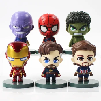 6 cm 6 adet/grup Marvel Avengers S Versiyonu Thanos Hulk Örümcek Adam Demir Adam Doktor Garip Kaptan Amerika PVC Şekil Tahsil oyuncak