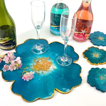 Sıcak Satış Yeni Basit Çiçek Kiraz Çiçeği Coaster silikon kalıp DIY Epoksi Reçine Petal tepsi seti Süslemeleri Yapmak için