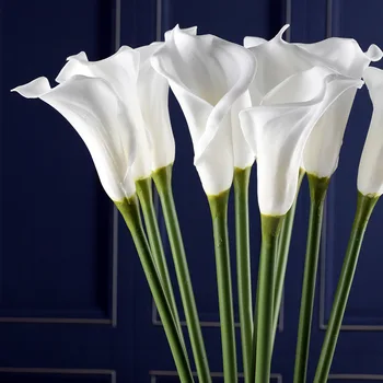 Gerçek dokunmatik büyük PU gelinçiceği şube beyaz çiçekler yapay yeni ev dekor yemek masası dekor fleurs artificielles