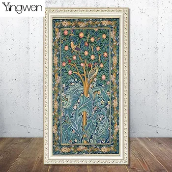 DİY Elmas Boyama William Morris Soyut Ağaç El Sanatları Mozaik Çapraz Dikiş Tam Kare Yuvarlak Elmas Nakış Ev Dekor