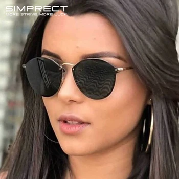 SIMPRECT Retro Güneş Gözlüğü Kadın 2022 Ayna Pembe Yuvarlak Güneş Gözlüğü Vintage güneş gözlüğü Kadınlar İçin Marka Tasarımcısı Zonnebril Dames