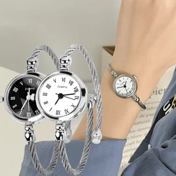 Retro Kadın Saatler Nitelikleri Bayanlar Vintage Küçük Taze Bilezik Kol Saatleri Moda Paslanmaz Çelik Kadın quartz saat Saat