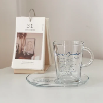 380ML cam kahve fincanı Fransız Vintage Mektup Kahve Suyu Süt Kahvaltı Vasos Bardak Noel Düğün İçin Bardak бокалы для вина