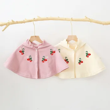 Yeni Bebek Bebek Erkek Kız Çilek İşlemeli Kapüşonlu Pelerin Bahar Sonbahar Erkek Kız Çocuk Pelerin Sarar Ceket Çocuk Giyim