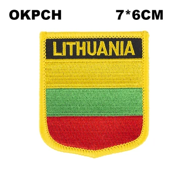 Litvanya Bayrağı Kalkan Şekli Demir on Nakış Yamaları Testere Transfer Yamaları Dikiş Uygulamaları Giysi Sırt Çantası Kapağı