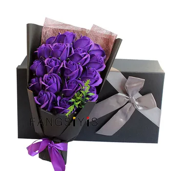 Kare çiçek kağit kutu + 18 sabun çiçek ambalaj seti çiçek hediye kutusu parti düğün hediyesi saklama kutusu çiçek dükkanı hediye