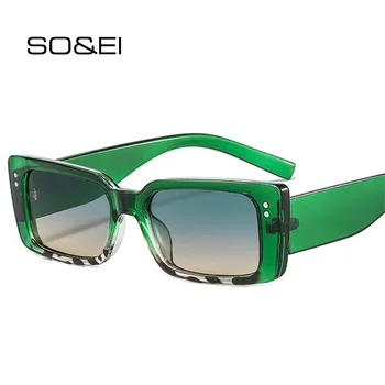 SO & EI Moda Küçük Dikdörtgen Renkli Güneş Gözlüğü Kadın Retro Degrade Gözlük Erkekler Kedi Göz Tırnak güneş gözlüğü Shades UV400
