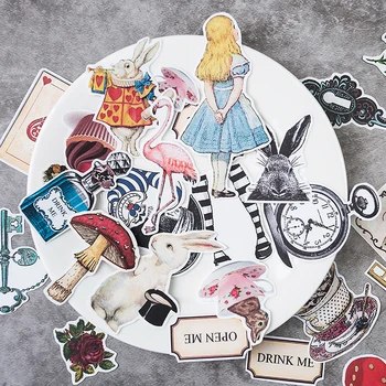 30 Adet / torba vintage Alice serisi çıkartmalar DIY scrapbooking önemsiz günlüğü albümü günlüğü mutlu planı dekoratif çıkartmalar
