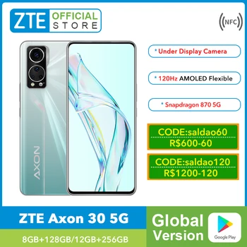 Küresel Sürüm ZTE Axon 30 5G Altında Ekran Kamera Smartphone 8GB 128GB Snapdragon 870 6.92