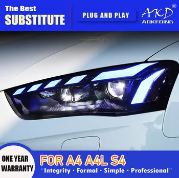 AKD Kafa Lambası Audi A4 LED Far 2013-2016 Farlar A4L S4 DRL Dönüş Sinyali Yüksek ışın Melek Göz Projektör Lens