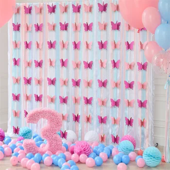 3M 30 ADET Degrade Renk Kelebek Afiş Düğün Doğum Günü Partisi İçin DIY Asılı kağıt çelenk Oturma Odası İçin Bebek Duş Dekor