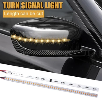 Evrensel LED Araba dikiz aynası şerit ışık 18/20/28cm Akan Dönüş sinyal uyarı lambası Kesilebilir şerit lamba Göstergesi 12V DC