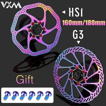 VXM Bisiklet fren diski Rotor 160/180MM Rotor Renkli Kaplama Disk G3CS / HS1 Pedleri 6 Gökkuşağı Cıvata MTB Bisiklet Bisiklet Parçaları