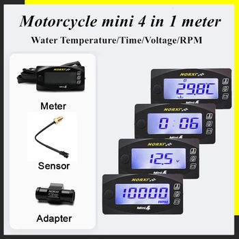 motosiklet dijital kilometre Su sıcaklığı Gerilim Zaman Takometre Norxı Mini 4 in 1 LED dijital ekran Quad metre