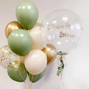 Retro Zeytin Yeşil Krom Altın Lateks Balonlar Set Bebek Duş Düğün Dekorasyon Çocuklar Mutlu Doğum Günü Partisi Olay Malzemeleri Globos