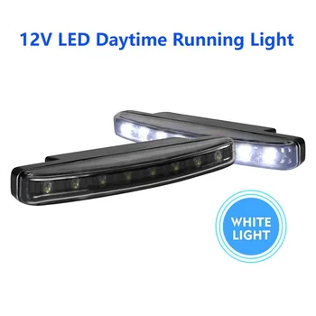 2x12V DC LED Gündüz Farları 8LEDs Araba Aksesuarları Oto SUV Kamyon Sürüş Kafa Lambası Su Geçirmez Dönüş Sinyali Beyaz Aydınlatma