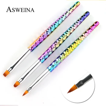 3 adet Nail Art Fırçalar Akrilik UV Jel Uzatma Boyama Çizim Fırça Gökkuşağı Degrade Glitter Toz Boya Çiçek boya kalemi