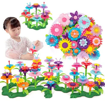 44-148 adet Çiçek Düzenleme Oyuncaklar Çiçek Blokları Araya tuğla DIY El Yapımı Ara Bağlantı Blokları Eğitici oyuncaklar çocuklar için