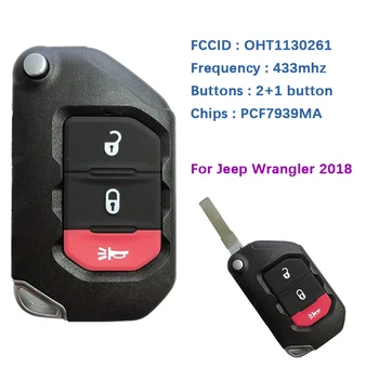 CN086025 3 Düğme Çevirme Uzaktan Anahtar İle 2018 Jeep Wrangler İçin PCF7939M Çip Transponder 433MHz 68416782AA-001