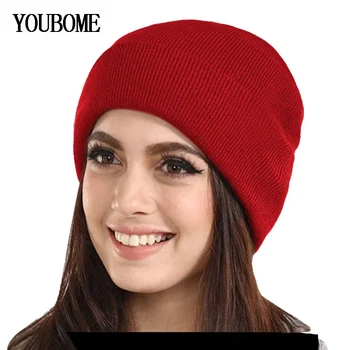 Kış Örme Şapka Kap Unisex Bayanlar Kış Şapka Kadın bere şapkalar Kadın Erkek Sonbahar Skullies Kafatası Sıcak Kaput Siyah kırmızı şapka