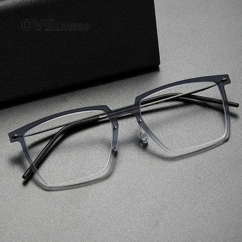 Marka Tasarım Saf Titanyum Gözlük Çerçeve Erkekler için Metal Vintage kare Reçete Gözlük Miyopi Optik Gözlük Gözlük