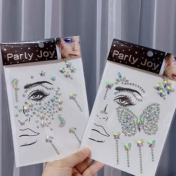 3D Cadılar Bayramı Kristal Sticker DIY Reçine Rhinestone Geçici Dövme Şenlikli Parti Masquerade Yüz Takı Makyaj Aksesuarları