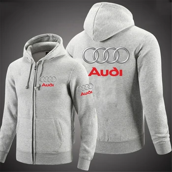 Sonbahar Yeni erkek Hoodie Audi Logo Kazak Zip Polar Kazak Erkekler Spor Streetwear Motosiklet Ceket Adam Audi Giyim