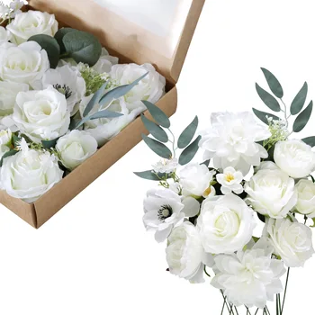 Yüksek Kaliteli Yapay İpek Çiçekler Hediye Kutusu Düğün sevgililer Günü doğum günü hediyesi Sahte Çiçek Kafa Buket Ev Dekor için